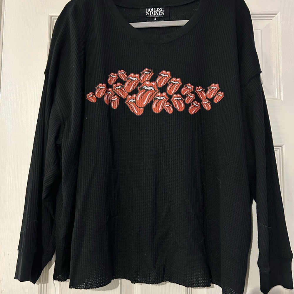 Rolling Stones Black Top with Iconic Red Design